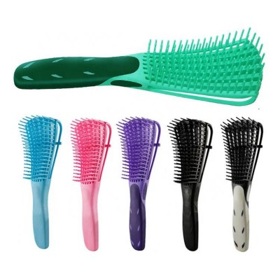 Promotional African Textured 3A~4C Curly Hair Plastic Hairbrush Professional Massage Detangling Hair Brush Custom Logo