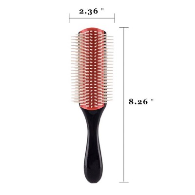 Manufacturer Custom Logo Detangling Hairbrush Cushion 9 Row Nylon Hair Brush for Medium to Thick Hair Styling and Defining