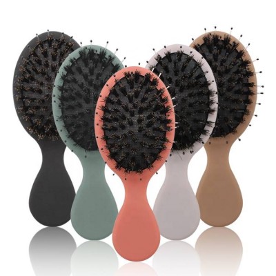 Logo Pocket Massage Cushion Hairbrush Travel Small Boar Bristle Hair Brush For Thick Curly Thin Long Short Wet Or Dry Hairs